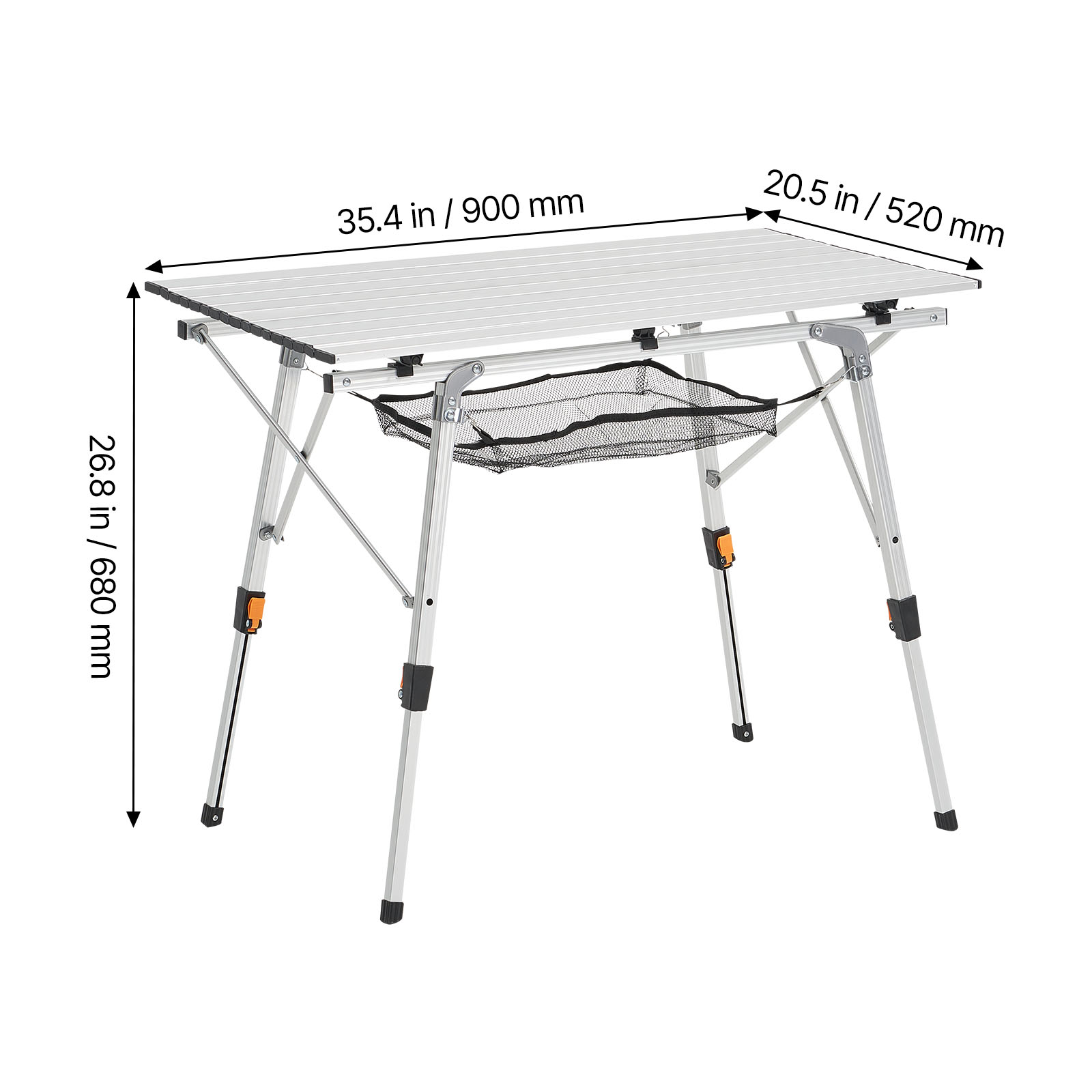 Folding Portable Camping Table Aluminum Outdoor Picnic Roll Up Table Mesh Layer_voghion.com